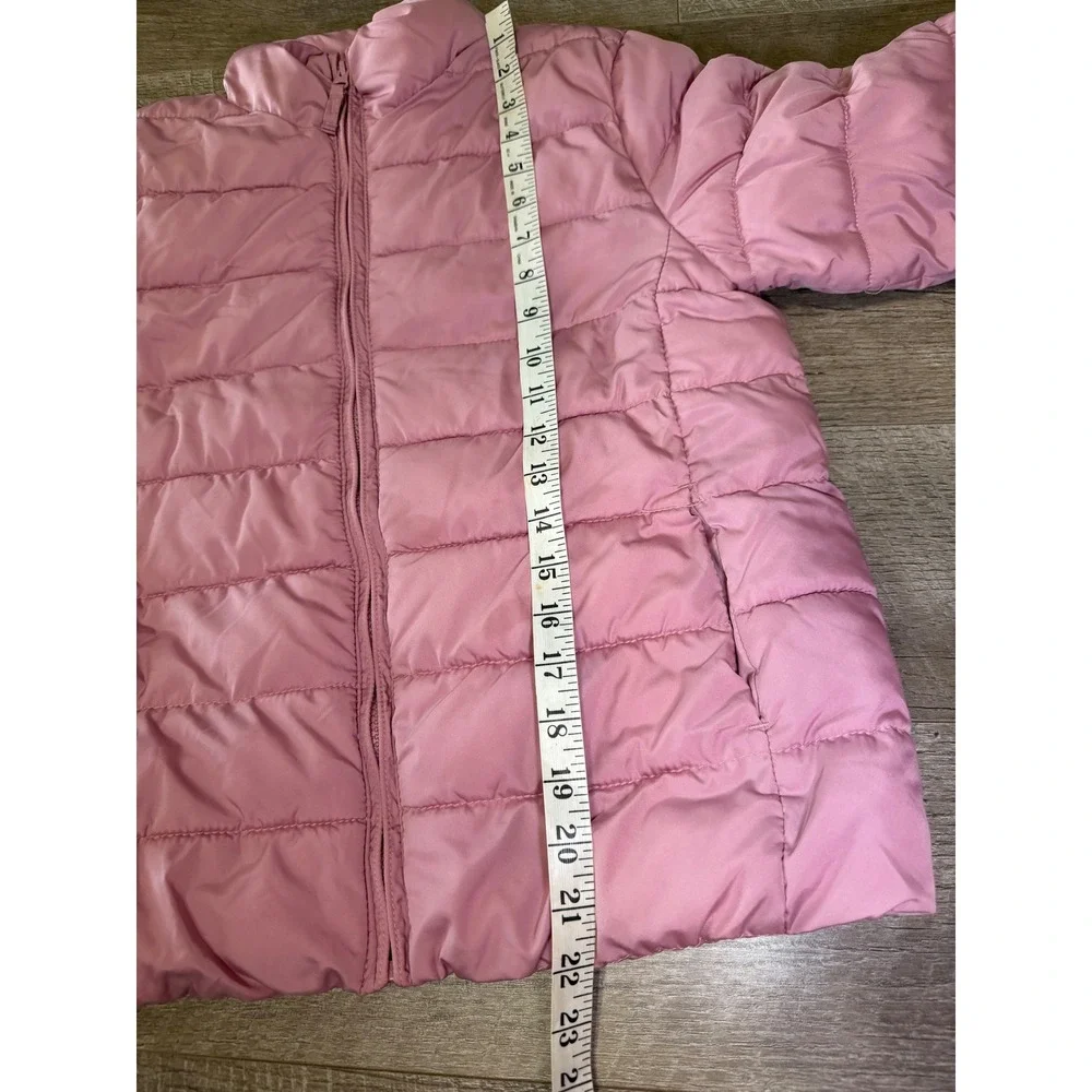 The Children's Place Girls Pink Puffer Jacket Quilted Full Zip Coat XL 14